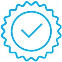 Blue rosette tick icon